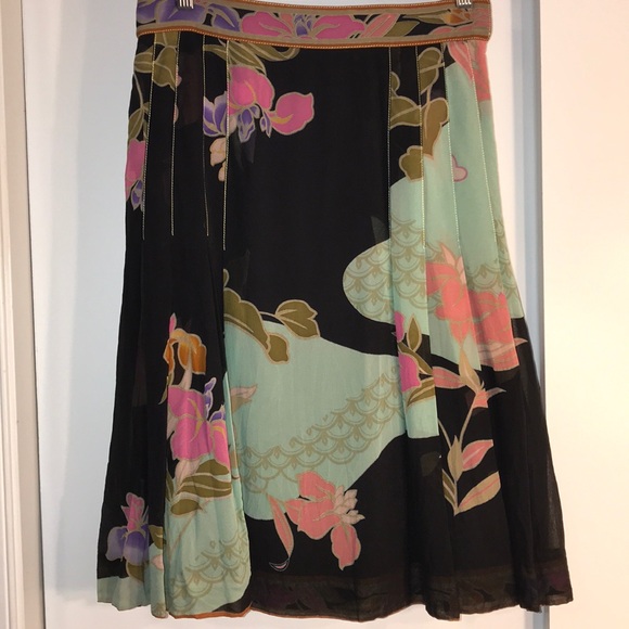 Silk Chiffon flowy floral patterned skirt sz 6 - Picture 4 of 5
